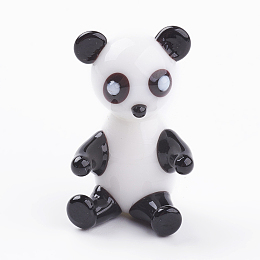 Honeyhandy Home Decorations, Handmade Lampwork Display Decorations, Panda, White & Black, 17x15x25mm