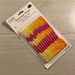 Honeyhandy 12 Skeins Polycotton(Polyester Cotton) Embroidery Floss, Cross Stitch Threads, Gradient Color, Yellow, 8m(8.74 Yards)/skein