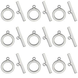 SUNNYCLUE 25Pcs 201 Stainless Steel Toggle Clasps, Nickel Free, Ring, Stainless Steel Color, Ring: 17x13.5x2mm, Hole: 1.8mm, Bar: 22x6x2mm, Hole: 1.8mm