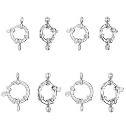 Unicraftale 304 Stainless Steel Smooth Surface Spring Ring Clasps, Stainless Steel Color, 15~18x12~14x4mm, Hole: 2.5mm; 12pcs/box