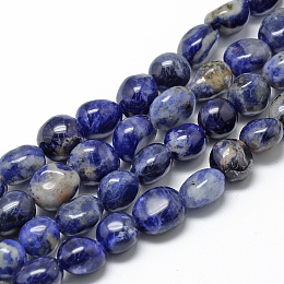 ARRICRAFT Natural Sodalite Beads Strands, Oval, 8~15x7~12x4~12mm, Hole: 1mm, about 30~45pcs/strand, 15.7 inches