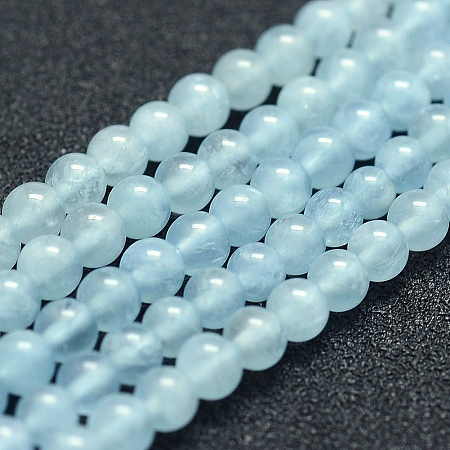 ARRICRAFT Natural Aquamarine Beads Strands, Grade A+, Round, 4mm, Hole: 1mm, about 94pcs/strand, 15.5 inches(39.5cm)