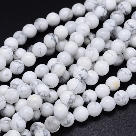Arricraft Round Natural Howlite Bead Strands, 8mm, Hole: 1mm, about 49pcs/strand, 15.3 inches