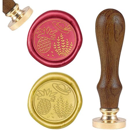 CRASPIRE Wax Seal Stamp 25mm Pineapple Pattern Sealing Stamp Vintage Brass Head with Removable Wooden Handle for Wedding Letters Invitations Envelopes Packing Gift