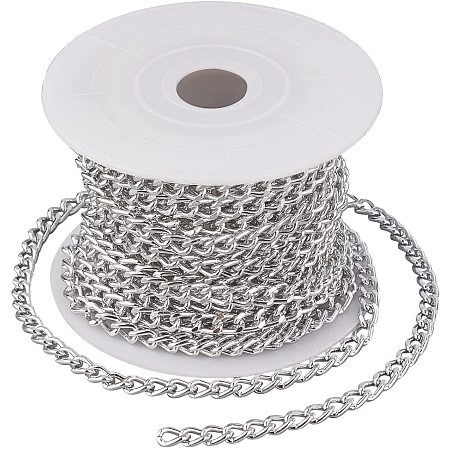 CHGCRAFT 16.4 Feet Aluminum Curb Chain Link in Bulk with Lobster Clasps for Necklace Jewelry Accessories DIY Making, 2mm Width