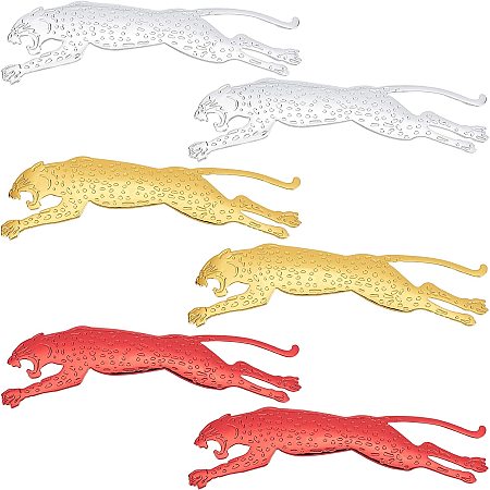 SUPERFINDINGS 6 Sheets 3 Colors Leopard Car Sticker Self-Adhesive Stickers Waterproof Reflective Decal Sticker for DIY Crafts Laptops Bag Car Decoration