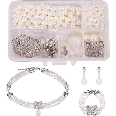 SUNNYCLUE 1 Box DIY 3 Layers Simulated Pearl Jewelry Making Starter Kit Chandelier Charm Necklace Bracelet Earrings Making Supplies for Adults Style 2