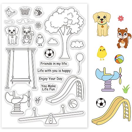 GLOBLELAND Animals Silicone Clear Stamps Cute Animals Transparent Stamps for Easter Birthday Valentine's Day Cards Making DIY Scrapbooking Photo Album Decoration Paper Craft