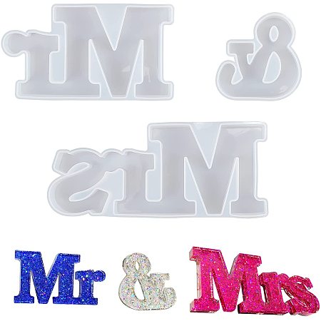GORGECRAFT 3PCS Mr & Mrs Resin Silicone Moulds Silicone Word Sign Epoxy Casting Moulds Letters Crystal Resin Moulds for Wedding Table Party Table Top Dinner DIY Resin Project