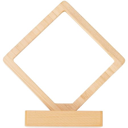 BENECREAT 6x1.7x6.1inch Bamboo Picture Frames, Diamond Desktop Photo Frame for Birthady Gifts or Married Gifts