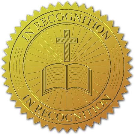 CRASPIRE 100pcs Gold Foil Certificate Seals Book Embossed Gold Certificate Seals in Recognition 2