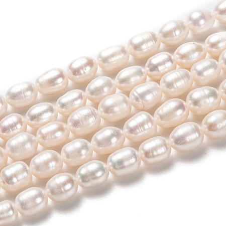 ARRICRAFT Natural Cultured Freshwater Pearl Beads Strands, Rice, Bisque, 8~9x7mm, Hole: 0.6mm, about 45pcs/strand, 15.16 inches(38.5cm)