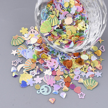 Honeyhandy Ornament Accessories, PVC Plastic Paillette/Sequins Beads, Mixed Shapes, Mixed Color, 2.5~8x2~8x0.4~0.7mm, Hole: 0.9mm