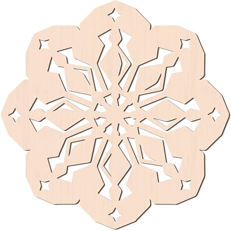 GLOBLELAND 12Inch Sacred Geometry Wall Art Wooden Snowflake Wall Hanging Decor Laser Cut Wooden Wall Sculpture for Wall Hanging Art Home Decoration