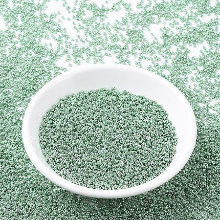 MIYUKI Round Rocailles Beads, Japanese Seed Beads, 11/0, (RR1074) Galvanized Sea Green, 2x1.3mm, Hole: 0.8mm, about 1111pcs/10g