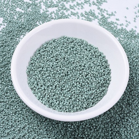 MIYUKI® Delica Beads Small, Cylinder, Japanese Seed Beads, 15/0, (DBS0374) Matte Opaque Sea Foam Luster, 1.1x1.3mm, Hole: 0.7mm; about 35000pcs/10g