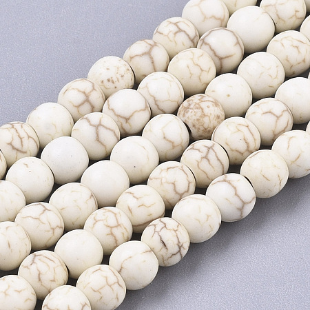 Arricraft Gemstone Beads, Synthetical Turquoise, Round, White, 4mm, Hole: 1mm, about 90pcs/strand