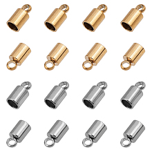 Unicraftale 304 Stainless Steel Cord Ends, End Caps, Column, Golden & Stainless Steel Color, 8x4mm, Hole: 2mm, 2 colors, 20pcs/color, 40pcs/box