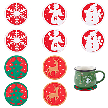 SUPERFINDINGS 20Pcs 5 Styles Felt Heat Resistant Cup Mats Christmas Holiday Coasters Red Snowflake Flat Round Coaster Nonslip Table Placemats Green Tree Table Decorations for Drinks Wine Coffee Cup