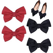 PH PandaHall 4pcs Bow Shoe Clips, Polyester Shoe Jewelry Clips Elegant Shoe Shoes Clip on Detachable Ribbon Shoe Decoration for Women Wedding Party Heels Flats Pumps, Black and Dark Red