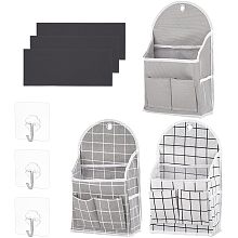 WADORN 3 Sets Wall Hanging Storage Bag, Door Closet Hanging Storage Basket Wall Linen Organizer with 3 Sticky Hooks Bedside Caddy Organizer for Bedroom Kitchen Bathroom Dorm Room, 9.6x4.3x15.7 Inch