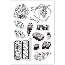 GLOBLELAND Sushi Theme Clear Stamps Japanese Sushi Transparent Silicone Stamp Seal for Card Making Decoration and DIY Scrapbooking