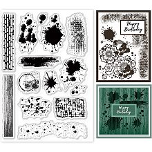 GLOBLELAND Wall Tile Stain Background Clear Stamps Splatter and Brush Strokes Silicone Clear Stamp Seals for Cards Making DIY Scrapbooking Photo Journal Album Decoration