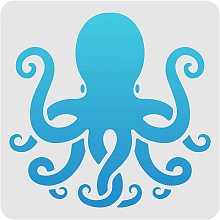 FINGERINSPIRE Octopus Drawing Painting Stencils Templates 11.8x11.8 inch Plastic Stencils Decoration Square Reusable Stencils for Painting on Wood, Floor, Wall and Fabric