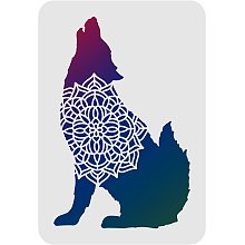 FINGERINSPIRE Wolf Howl - Mandala Drawing Painting Stencils Template 11.6x8.3 inch Plastic Stencils Decoration Reusable Stencils for Painting on Wood, Floor, Tile, Wall and Fabric