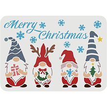 FINGERINSPIRE Merry Christmas 4 Gnomes Stencils Decoration Template 11.7x8.3 inch A4 Christmas Dwarf Snow Reusable Drawing Painting Stencils for Painting on Wood, Floor, Wall and Tile Home Decor