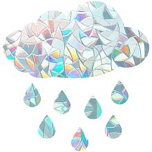 GORGECRAFT Cloud Raindrop Window Alert Stickers Glass Clings Static Rainbow Window Alert Decals Sun Catcher Decorations Non Adhesive Prismatic Vinyl for Prevent Stop Birds(1 Set)