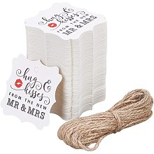 GLOBLELAND 200Pcs Hugs and Kisses from The New Mr.&Mrs. Gift Tags with 2Bundles Natural Jute Twine for Wedding Party Favor DIY Crafts