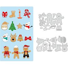 BENECREAT 2Pcs Christmas Cutting Dies Stencils, Snowman, Santa Claus, Elk Gingerbread Man Carbon Steel Stencil for Card Making, Embossing DIY Paper Card