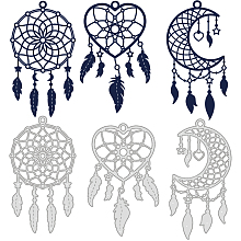 BENECREAT Dream Catcher Metal Cutting Dies, Round Heart Moon Feather Dream Catcher Craft Dies Stencil for DIY Scrapbooking Album Embossing Photo Crafts Paper Cards Decorative Craft, 0.8mm Thick