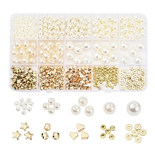 DIY Jewelry Making Kits, Including Star & Heart & Barrel & Flat Round CCB Plastic Beads, Round ABS Plastic Beads, Mixed Color, 720pcs/box