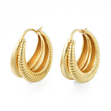 Honeyhandy Brass Teardrop Chunky Hoop Earrings for Women, Nickel Free, Golden, 26x22.5x12mm, Pin: 0.8mm