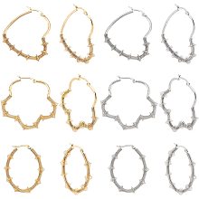 UNICRAFTALE 6 Pairs 3 Style 2 Colors Hoop Earrings Stainless Steel Ear Wires Components Hypoallergenic Earrings Heart/Flower/Oval Earring Findings Components for Women Earrings Jewellery Making