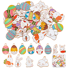 SUNNYCLUE 1 Box 48Pcs 12 Styles Easter Egg Charms Bunny Charms Bulk Enamel Rabbit Carrot Charm Cartoon Animals Charm for Jewelry Making Charms Bracelet Necklace Earring Women DIY Crafts Supply