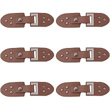 FINGERINSPIRE 6 Pairs Leather Sew-On Toggles Closures Coconut Brown PU Leather Snap Toggle with Rivets Metal Leather Clasp Fastener Replacement Snap Toggle for Shoes Coat Jacket Bags DIY Craft