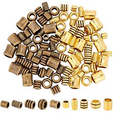 NBEADS 100 Pcs 10 Styles African Hair Beads, Beard Beads Large Hole Hair Beads Tibetan Style Alloy Beads Antique Spacer Beads for DIY Hair Braiding Jewelry Making, Golden/Bronze, Hole: 3.5~8.5mm