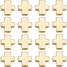 SUNNYCLUE 1 Box 50Pcs Cross Beads Real 18K Gold Plated Crosses Bulk Mini Small Golden Cross Bead Tiny Cross Beaded Charm Easter Crucifix Loose Spacer Beads for Jewelry Making Beading Kit DIY Craft