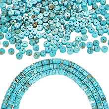 Arricraft 2 Strands Natural Turquoise Beads, 6mm Flat Round Heishi Beads Disc Turquoise Gemstone Loose Beads for Bracelets Necklaces Earring Jewelry Making