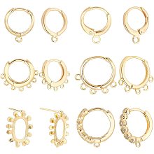 PandaHall Elite 18K Gold Plated Huggie Hoop Earrings, 12pcs Brass Stud Earring Findings Small Gold Hoop Jewelry Earrings Hooks with Loop for Women DIY Earring Crafts Making, Hole 1~2mm