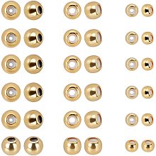 PandaHall Elite 3 Sizes Silicone Slider Beads, 60pcs 18K Gold Plated Stopper Beads Brass Rubber Beads Adjustable Slider Round Beads Insert Rubber Stopper Positioning Spacer Beads for DIY Jewelry Making