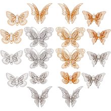 SUNNYCLUE 1 Box 20Pcs 5 Style Butterfly Connectors Charms Hollow Butterfly Pendants Charms Butterfly Finding with Crystal Rhinestone for DIY Earrings Necklace Making Accessories, Sliver & Gold