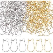 DICOSMETIC 200pcs 20mm Golden and Stainless Steel Color Earring Hooks Kidney Ear Wire Hypoallergenic Hoop Earrings for Jewelry Making,Pin:0.7mm