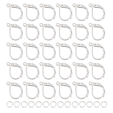 Unicraftale 40Pcs 201 Stainless Steel Leverback Earrings Findings, with Horizontal Loops and 60pcs 304 Stainless Steel Open Jump Rings, Stainless Steel Color, 15x10x1.5mm, Hole: 1.5mm