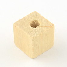 Honeyhandy Cube Undyed Natural Wooden Beads, Wheat, 19~20x19~20x19~20mm, Hole: 4~5mm