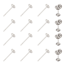 Unicraftale 304 Stainless Steel Stud Earrings Findings, with Ear Nuts, Stainless Steel Color, 600pcs/box