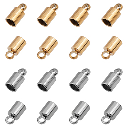 Unicraftale 304 Stainless Steel Cord Ends, End Caps, Column, Golden & Stainless Steel Color, 8x4mm, Hole: 2mm, 2 colors, 20pcs/color, 40pcs/box